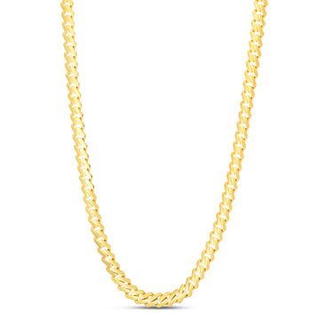14K Yellow Gold 8mm High Polish Modern Lite Edge  22 Chain Necklace with Box (Both Side Push) Clasp.